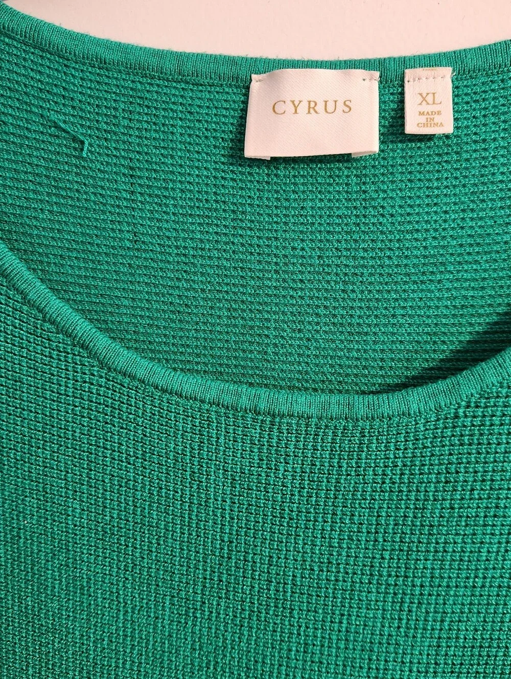 Cyrus Shamrock Green Short Sleeve Knit Top with Front Pocket